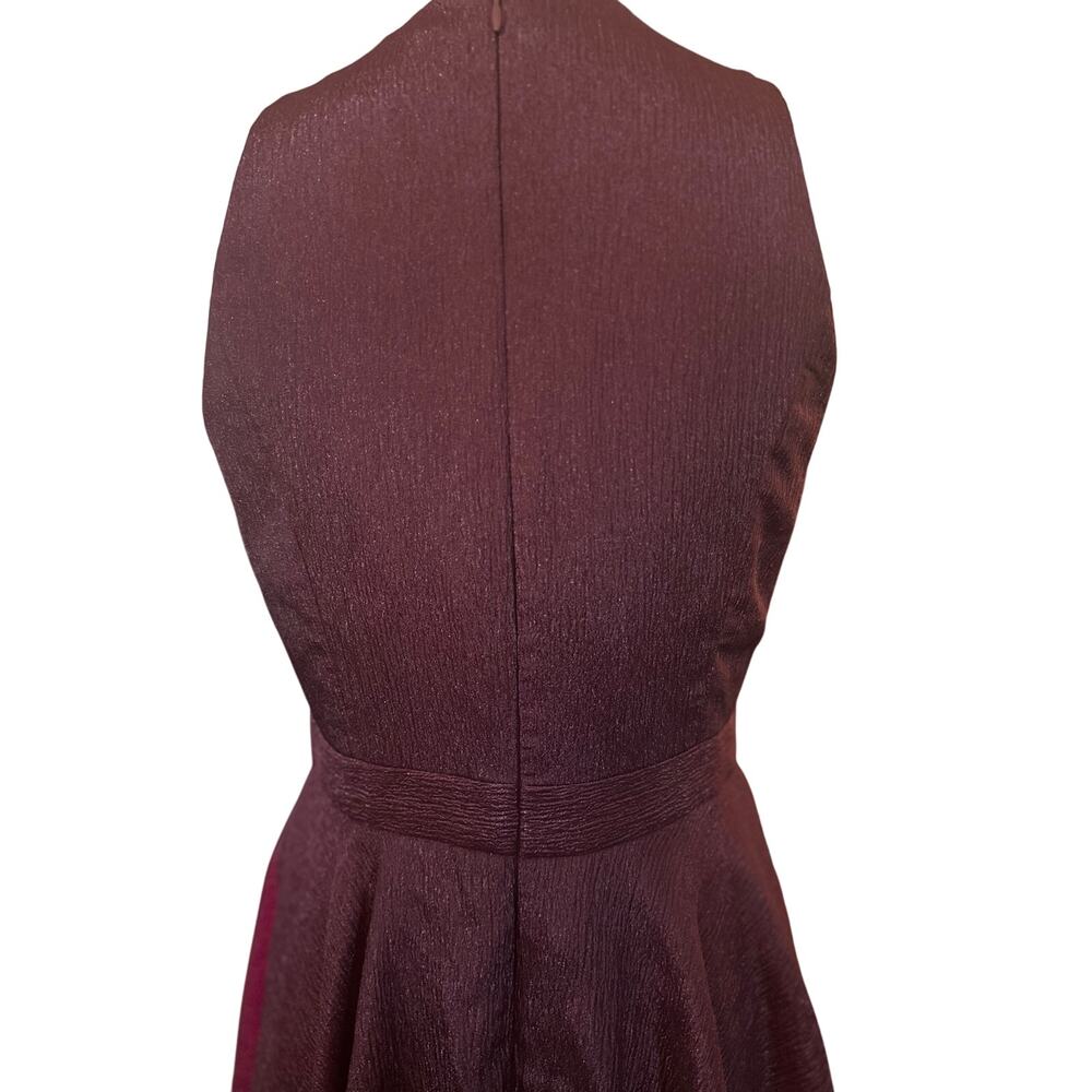 Nicole Miller New York Organza Fit and Flare Midi Dress, Wine, Size 6 - Picture 8 of 9